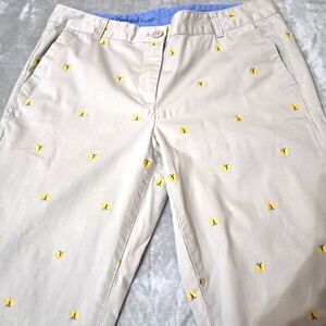 Talbots The Weekend Chino Pants Khaki Butterfly Print Cotton Size 10